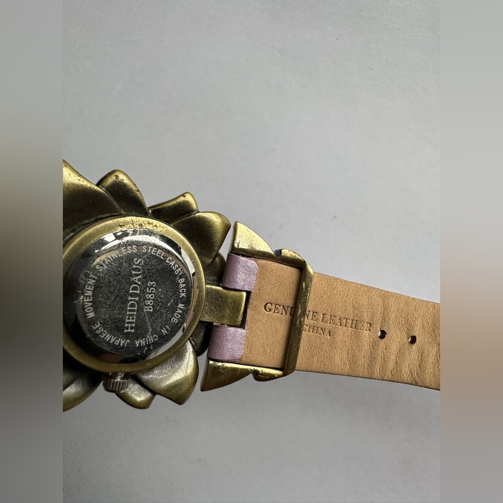 Heidi Daus Bracelet Watch Floral Watch w Leather Strap with Swarovski Crystals - Picture 7 of 10